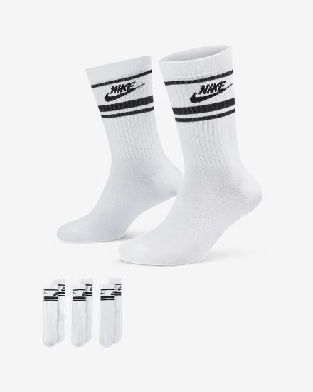 Calcetines Nike Sportswear Everyday Essential Crew (3 Pairs) Hombre Blancas Negras | DKHIZ-4017