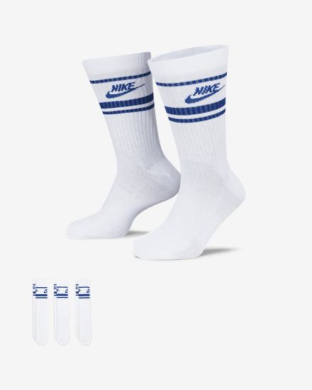 Calcetines Nike Sportswear Everyday Essential Crew (3 Pairs) Hombre Blancas Azul Real | HNBGV-0275