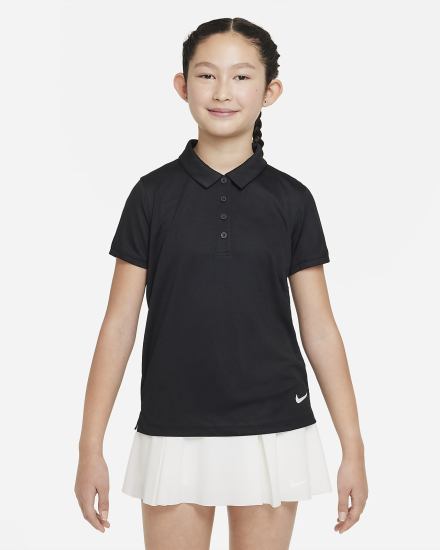Camisa Polo Nike Dri-FIT Victory Kids Golf Niña Negras Blancas | CURQJ-0597