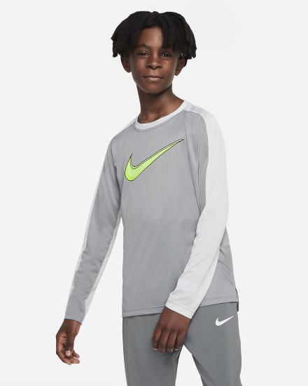 Camisas Nike Dri-FIT Kids Long-Sleeve Training Top Niño Gris Verde | KZPWL-6897