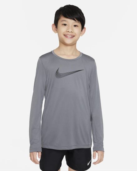 Camisas Nike Dri-FIT Kids Long-Sleeve Training Top Niño Gris Negras | XKOGY-0793