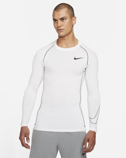 Camisas Nike Pro Dri-FIT Tight Fit Long-Sleeve Top Hombre Blancas Negras | LWYCI-6748