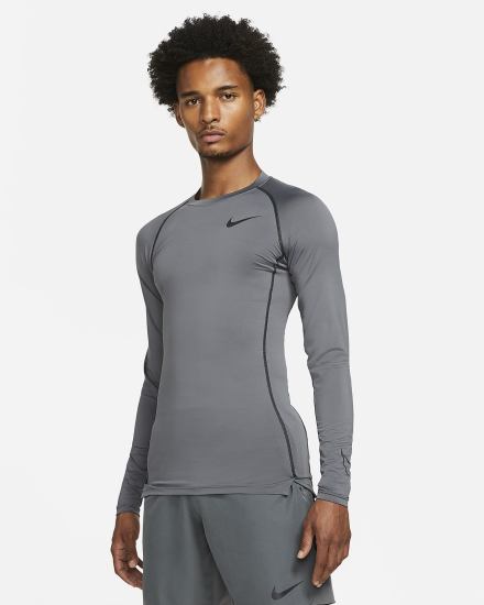 Camisas Nike Pro Dri-FIT Tight Fit Long-Sleeve Top Hombre Gris Negras | UHDMO-6314