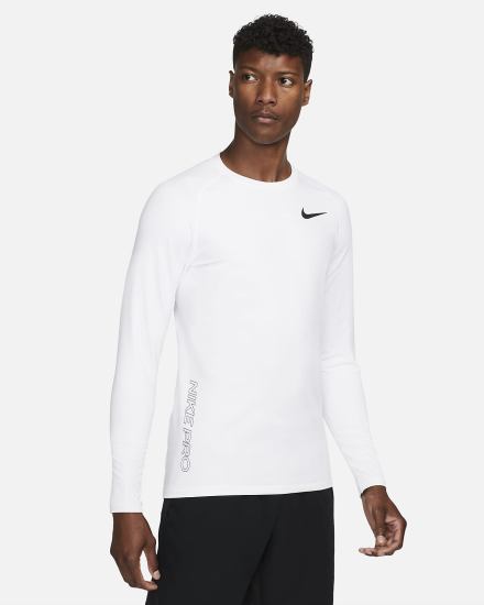 Camisas Nike Pro Long-Sleeve Crew Hombre Blancas Negras | AVHLQ-3198