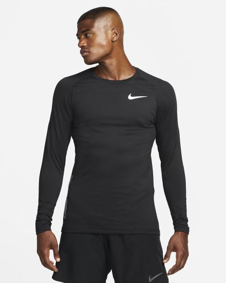 Camisas Nike Pro Long-Sleeve Crew Hombre Negras Blancas | JNWPG-0347
