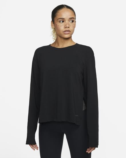 Camisas Nike Yoga Dri-FIT Long-Sleeve Top Mujer Negras Gris | DQVPF-9650