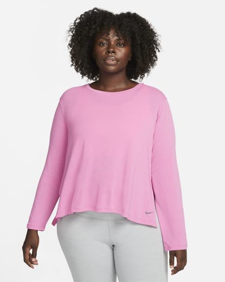 Camisas Nike Yoga Dri-FIT Long-Sleeve Top Mujer Fucsia Gris | RCAEI-6245