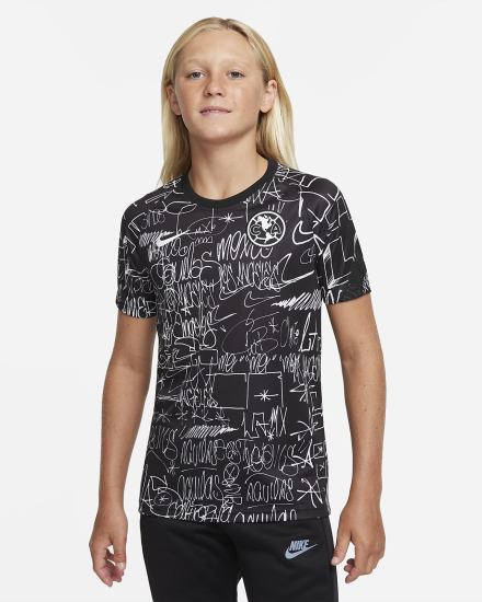 Camiseta Nike Club América Kids Dri-FIT Pre-Match Soccer Top Niña Blancas Negras Blancas | GBNDP-6209