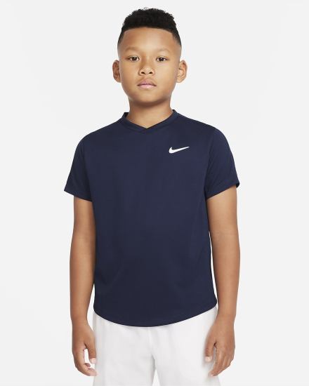 Camiseta Nike Court Dri-FIT Victory Kids Short-Sleeve Tennis Top Niño Obsidian Blancas | OTEHY-0591