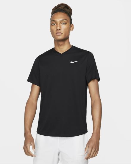 Camiseta Nike Court Dri-FIT Victory Tennis Top Hombre Negras Blancas | YCDTW-8974