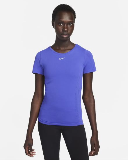 Camiseta Nike Dri-FIT ADV Aura Slim-Fit Short-Sleeve Top Mujer Azules | KGIVN-7605