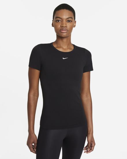 Camiseta Nike Dri-FIT ADV Aura Slim-Fit Short-Sleeve Top Mujer Negras | SUVQZ-0798