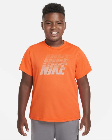 Camiseta Nike Dri-FIT Breathe Kids Estampadas Short-Sleeve Top (Extended Size) Niño Naranjas Rojas | FAXVU-7042