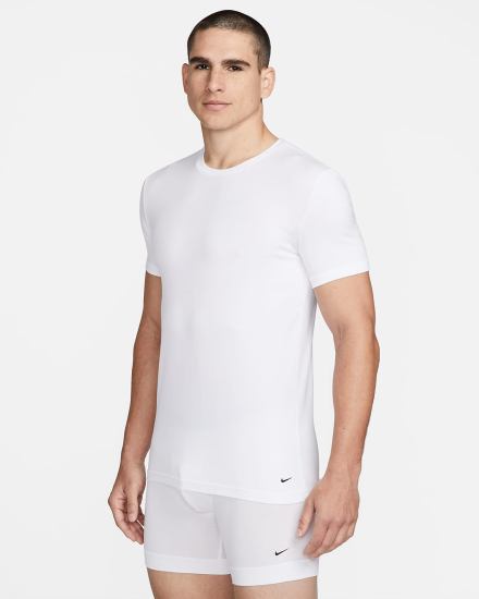 Camiseta Nike Dri-FIT Essential Cotton Stretch Slim Fit Crew Neck Undershirt (2-Pack) Hombre Blancas | QHCSJ-5396
