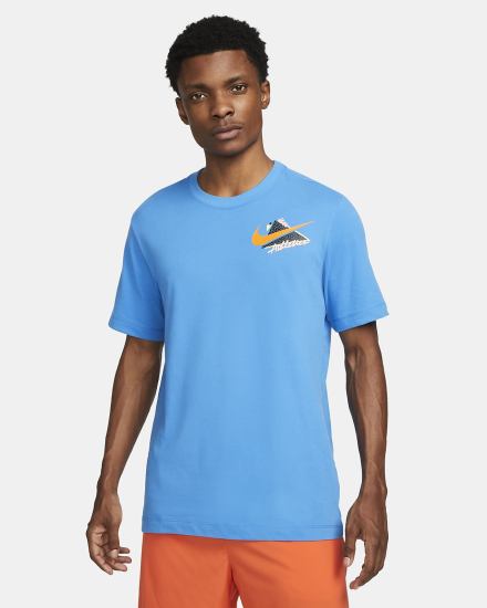 Camiseta Nike Dri-FIT Estampadas Training Hombre Azules Claro | HRQJE-0539