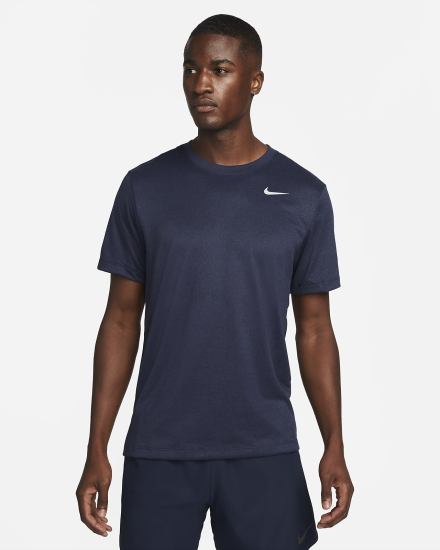 Camiseta Nike Dri-FIT Fitness Hombre Obsidian Oscuro Azul Marino Plateadas | FYDWJ-0759