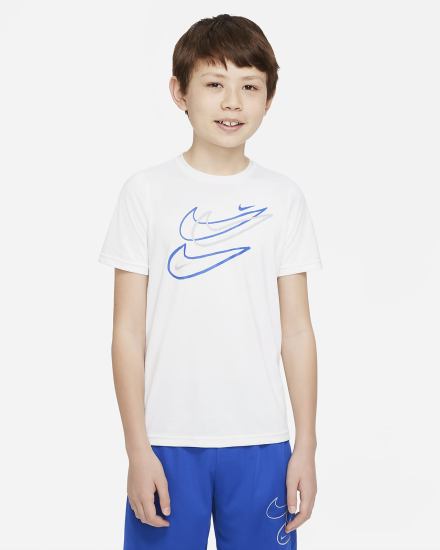 Camiseta Nike Dri-FIT Kids Niño Blancas | RLMBX-8160