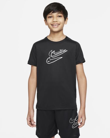 Camiseta Nike Dri-FIT Kids Training Top (Extended Size) Niño Negras Blancas | KLIVZ-8794