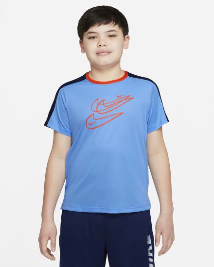 Camiseta Nike Dri-FIT Kids Training Top (Extended Size) Niño Azules Azul Marino Naranjas | TPOFA-0523