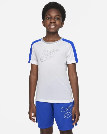 Camiseta Nike Dri-FIT Kids Training Top (Extended Size) Niño Blancas Azul Real Gris Claro | TQUVE-8596