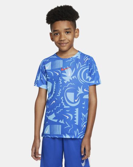 Camiseta Nike Dri-FIT Kids Training Top Niño Azul Real Rojas | XFWOC-2458