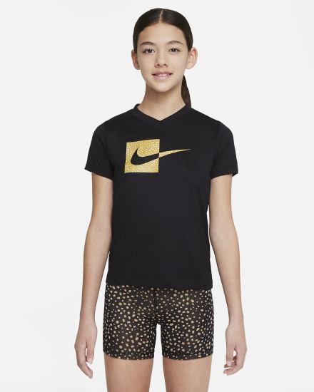 Camiseta Nike Dri-FIT Kids V-Neck Niña Negras | CFVLT-8096