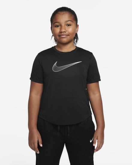 Camiseta Nike Dri-FIT One Kids Short-Sleeve Training Top (Extended Size) Niña Negras Blancas | JSIQN-3984