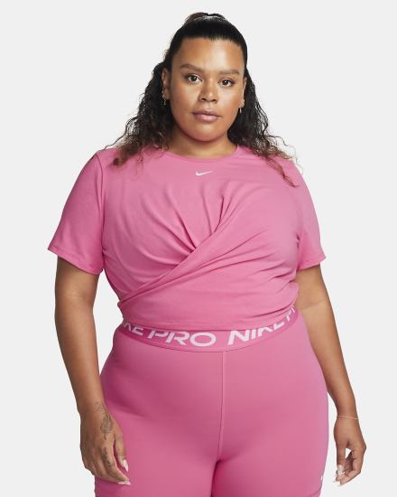 Camiseta Nike Dri-FIT One Luxe Twist Cropped Short-Sleeve Top Mujer Rosas | AGOQJ-5863