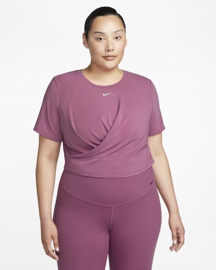 Camiseta Nike Dri-FIT One Luxe Twist Cropped Short-Sleeve Top Mujer Burdeos Claro | DQSPI-3076
