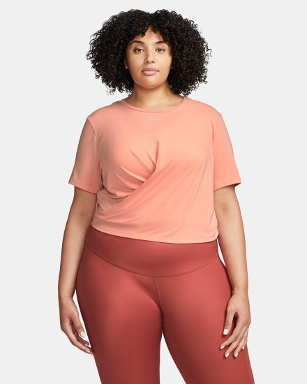 Camiseta Nike Dri-FIT One Luxe Twist Cropped Short-Sleeve Top Mujer Naranjas | FZMTR-5041