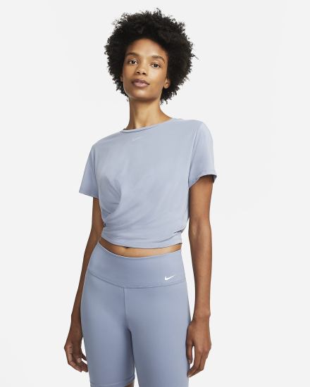 Camiseta Nike Dri-FIT One Luxe Twist Cropped Short-Sleeve Top Mujer Azules | GXKOV-1873