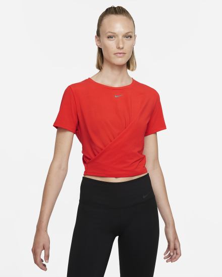 Camiseta Nike Dri-FIT One Luxe Twist Cropped Short-Sleeve Top Mujer Rojas | HBXVA-5871