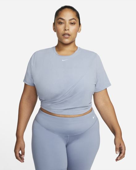 Camiseta Nike Dri-FIT One Luxe Twist Cropped Short-Sleeve Top Mujer Azules | LDJEU-6092