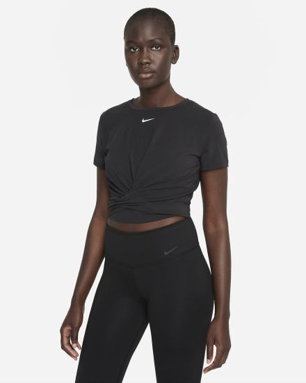 Camiseta Nike Dri-FIT One Luxe Twist Cropped Short-Sleeve Top Mujer Negras | QMYTX-1390
