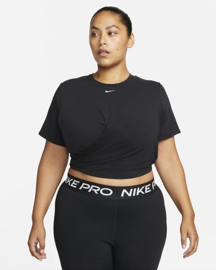 Camiseta Nike Dri-FIT One Luxe Twist Cropped Short-Sleeve Top Mujer Negras | TGSBZ-0956