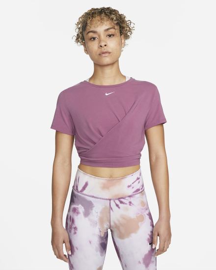 Camiseta Nike Dri-FIT One Luxe Twist Cropped Short-Sleeve Top Mujer Burdeos Claro | XLYGQ-1903