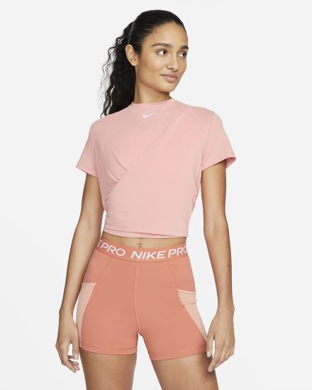 Camiseta Nike Dri-FIT One Luxe Twist Cropped Short-Sleeve Top Mujer Rosas | YLRWA-1803