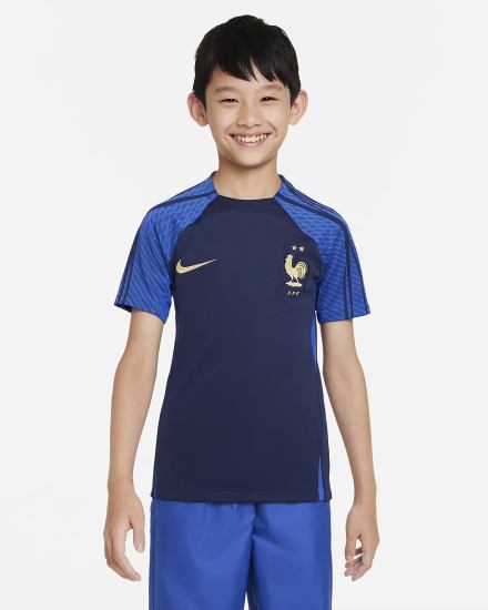 Camiseta Nike FFF Strike Kids Dri-FIT Short-Sleeve Soccer Top Niña Azul Marino Azul Real Metal Doradas | WOBLV-0615