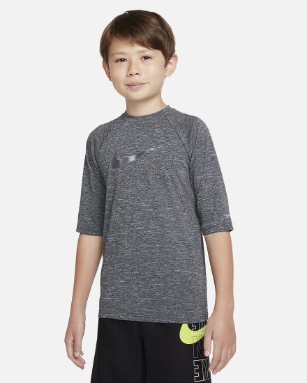 Camiseta Nike Heather Kids Half Sleeve Hydroguard Niño Negras | OLNGB-4031