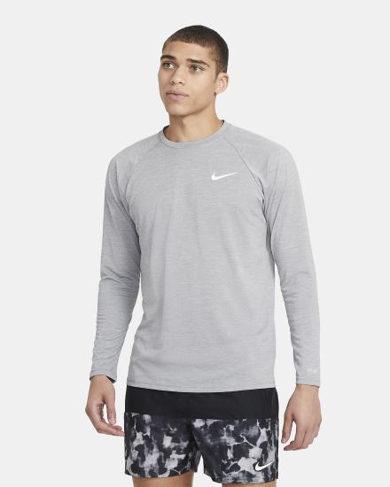 Camiseta Nike Heathered Long-Sleeve Hydroguard Swim Shirt Hombre Gris | JYPTB-8154
