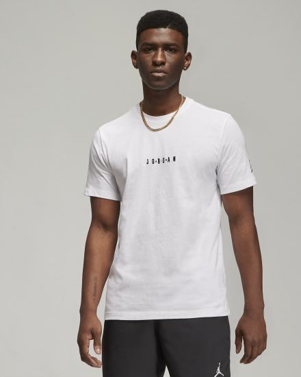 Camiseta Nike Jordan Air Hombre Blancas Negras | TFELY-5132