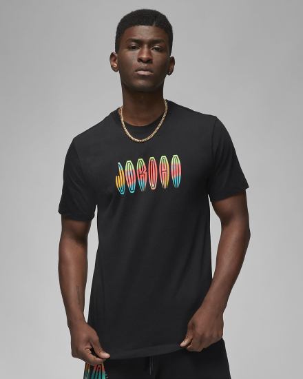 Camiseta Nike Jordan Flight MVP Hombre Negras Turquesa Blancas | SXPYZ-4769