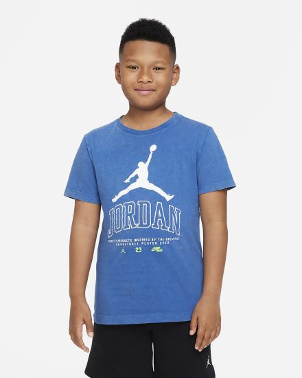 Camiseta Nike Jordan Kids Niño Azules Oscuro | PHMLK-6179