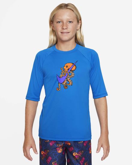Camiseta Nike Octologo Kids Short-Sleeve Hydroguard Niño Azules | PRFBV-2873