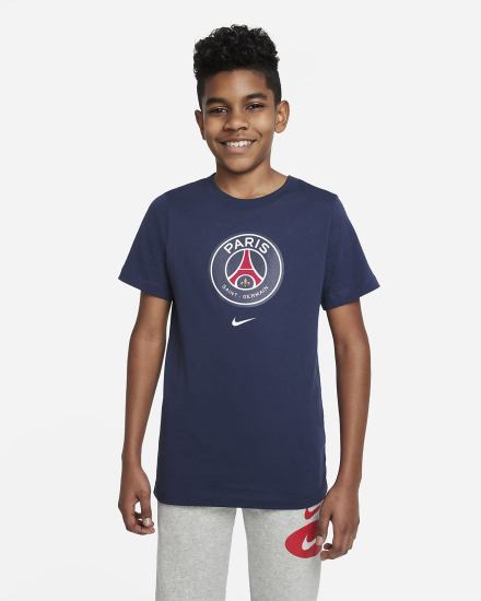 Camiseta Nike Paris Saint-Germain Crest Kids Soccer Niño Azul Marino | NXYRH-4913