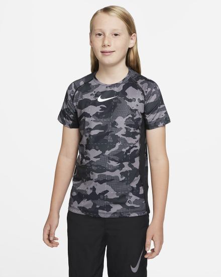 Camiseta Nike Pro Dri-FIT Kids Short-Sleeve Training Top Niño Negras Blancas | ZXNAK-7321