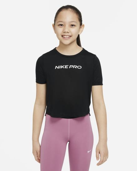 Camiseta Nike Pro Dri-FIT One Kids Top Niña Negras Blancas | VOLJY-2839