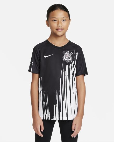 Camiseta Nike S.C. Corinthians Kids Dri-FIT Pre-Match Soccer Top Niña Blancas Negras | ZXAFM-9483