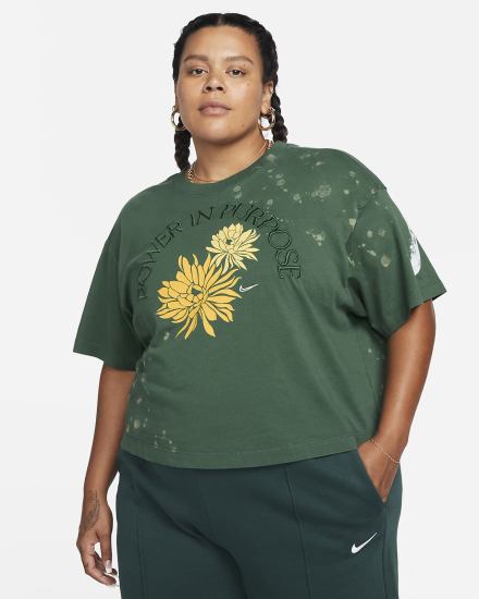Camiseta Nike Sportswear Boxy (Plus Size) Mujer Verde | KZOWH-0216