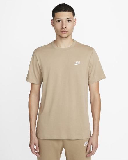 Camiseta Nike Sportswear Club Hombre Kaki Blancas | QCADR-0295